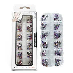 Набор страз для маникюра Aoyasiyue Nail Decoration ассорти 12 шт. №2 Цветные микс
