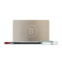 Металева пластина для зберігання сід-фрази Bitcoin Mini Plate 55×90 мм + гравірувальна ручка (1 шт)