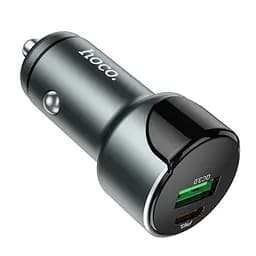 АЗП Hoco Z42 Light road dual port digital display PD20W + QC3.0 car charger Metal Gray - мініатюра 2