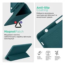 Чохол-книжка для планшета Samsung Galaxy Tab A9+ (SM-X210/X216), Smart Fold Pen, зелений, 11 дюймів, з екошкіри + TPU, з магнітною застібкою, підставкою, тримачем під стилус, протиударний, з функцією Wake/Sleep, ArmorStandart (ARM74995) - мініатюра 7
