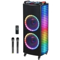 Аккумуляторная акустическая система XPRO GZ-1010 колонка чемодан 300Вт USB SD FM радио Bluetooth 2 радиомикрофона ДУ (MER-15689)