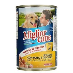 Влажный корм для собак Migliorcane кусочками курица и индейка 405 г (1110)