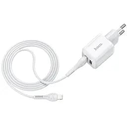 Адаптер мережевий HOCO Lightning Cable Briar dual port charger set N8 2 порти USB 2.4A білий - мініатюра 2