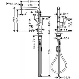 Змішувач Hansgrohe Talis M54 270 1jet кухонний з витяжним виливом Matt Black 72808670 Чорний матовий - мініатюра 3