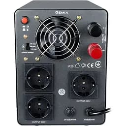 ДБЖ Gemix PSN-1000, 1000VA/600W 12V/220V, 7/9/13A, 3xSchuko, без АКБ - мініатюра 3