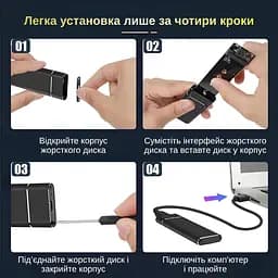 Зовнішня кишеня XON MemoryCase для M.2 NVMe (PCIe) USB 3.1 Type-C Чорний (XSC2C13NV1MG 4340) - мініатюра 7