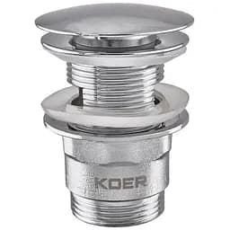 Донный клапан для раковины с переливом Koer PW-03-01 автоматический KR3394, Хром