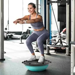 Балансувальна півсфера Gymtek Flex Core Half Ball 58см з еспандерами + насос блакитний - мініатюра 8