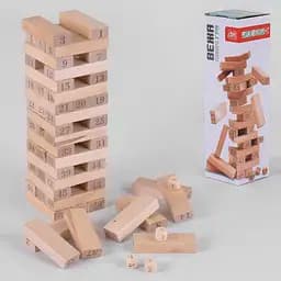 Деревянная игра "Башня" 72154 Fun Game, 54 детали, в коробке (6945717433717)