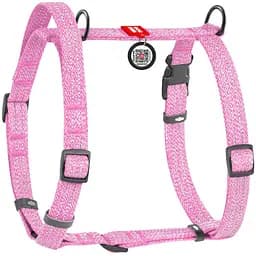 Шлея для собак Waudog Re-cotton H-подібна з QR паспортом світловідбиваюча S 36-42 см рожева