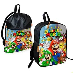 Шкільний рюкзак дитячий Супер Маріо + Сумка для взуття спортивної форми рюкзак-мішок для хлопчика (01770)