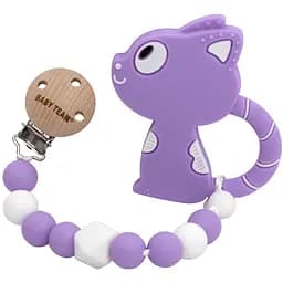 Прорезыватель силиконовый Baby Team с цепочкой (4055_котик)