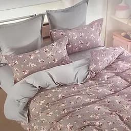 Постельное белье сатин Laura-Grand 17 евро комплект с 4 наволочками Лавандовый с узорами