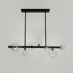 Удлиненная черная люстра-молекула на 8 плафонов 75 см | Ст. AT 32/8L BK+CL | Line F