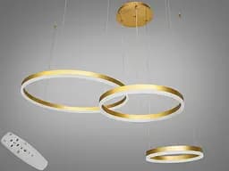 Люстра стельова LED Diasha 1029-600+400+300GD 105W, золото, сучасний стиль, регульована висота, пульт ДУ, для вітальні