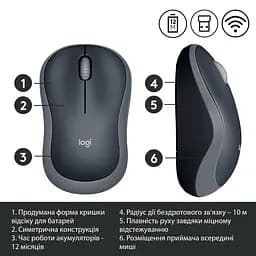 Бездротова миша Logitech M185 Wireless Grey (910-002238/910-002235) (910-002238) - мініатюра 4