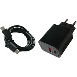 Зарядний пристрій швидкий 2 порти Grand D20QP-1 2 USB QC 3.0 18 W + PD20W + кабель Type-C to Type-C