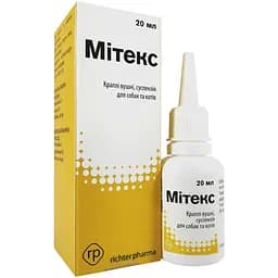 Вушні краплі для собак і котів Richter Pharma Мітекс, суспензія, 20 мл
