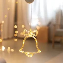 Гірлянда на батарейках світлодіодний дзвіночок Niki Light 10 лед новорічний декор тепло білий (Батарейки в комплекті) - мініатюра 3