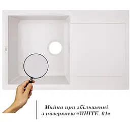 Кухонна мийка Lidz 790x495/230 WHI-01 біла (LIDZWHI01790495230) - мініатюра 8
