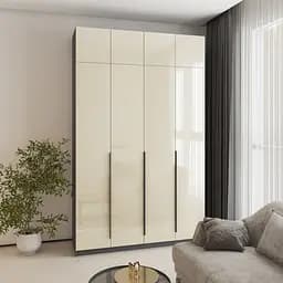 Шкаф 4-дверный с антресолью MebelStar Оскар Gloss BL-B, комплект полок 160x52x260 см Антрацит/Альмонд (MBS-5515)