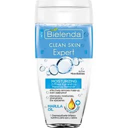 Двофазна рідина Bielenda Clean Skin Expert для зняття макіяжу з очей та губ з олією марули 150 мл