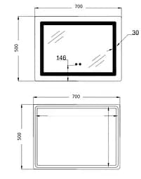 Дзеркало Lidz Kubis (KU2) 700х500 мм, прямокутне, з LED-підсвічуванням Touch, антизапотіванням, димером, регулюванням яскравості LD78LF90448486 - мініатюра 6