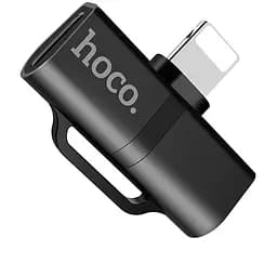 Перехідник Hoco LS20 аудіоконвертер Dual Lightning Audio 2 A Black