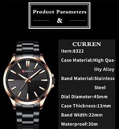 Годинник наручний Curren 8322 Silver Black (18689) - мініатюра 4