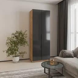 Шкаф 2-дверный MebelStar Оскар Gloss BL-B, стандарт 80x52x220 см Дуб тахо/Черный (MBS-5115)