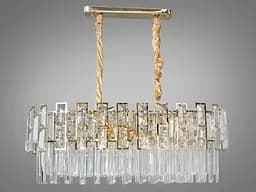 Ексклюзивна, розкішна кришталева люстра овал, 12 ламп, золото