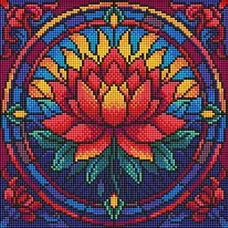 Алмазная мозаика Витраж. Лотос Ideyka AMO8330, 30х30 см