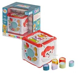 Развивающий мультикуб Мир увлекательных игр с озвучкой красный с белым
