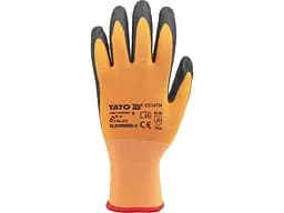 Рукавички робочі Yato для смартфонів бензостійкі нейлонові з нітрилом розмір 9 чорно-помаранчеві (YT-74755) - мініатюра 2