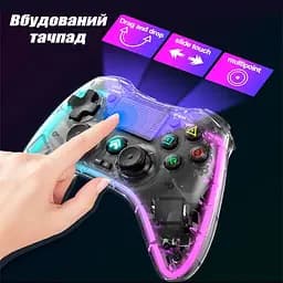 Джойстик геймпад JYC для PS4 и ПК, телефону прозорий бездротовий з RGB - мініатюра 6