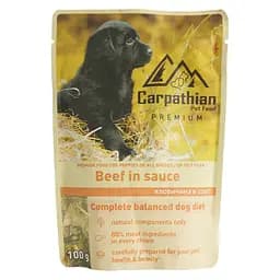 Влажный корм для щенков Carpathian Pet Food в соусе с говядиной, 100 г