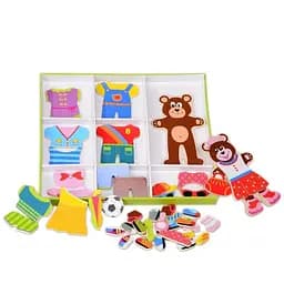 Дерев'яна іграшка для розвитку одягни ведмедика IE569