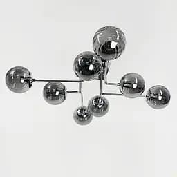 Сучасна стельова люстра в хромі на 8 графітових плафонів Line.F 2693/8 (new) CH+GR