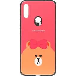 Чохол-накладка Toto Cartoon Print Glass Case Xiaomi Redmi Note 7 Line friends Brown