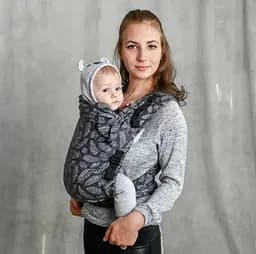 Май-слинг жаккардовый с рождения до 36 месяцев Coolbabka Серый Feathers