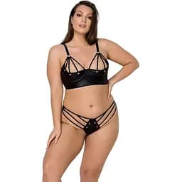 Комплект з екошкіри Passion Malwia Bikini black 4XL/5XL