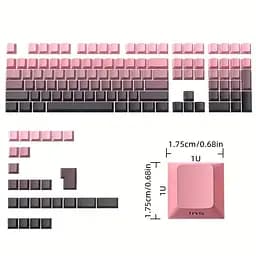 Набір кейкапів PBT Black-Pink Gradient (130+),OEM-профіль, Рожевий