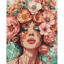 Алмазная мозаика Девушка в цветах AMO8029, 40х50 см