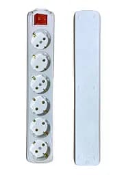 Колодка на 6 гнезд с заземлением с выключателем (ABS-пластик) (конт.группа медь) MODERN LUMANO