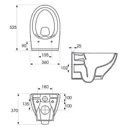 Інсталяція Cersanit AQUA 22 QF з кнопкою INTERA + унітаз MODUO із сидінням Slim 30412 - мініатюра 9