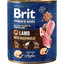Вологий корм Brit Premium by Nature для собак ягня з гречкою 800 г