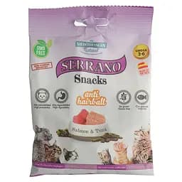 Натуральні ласощі для кішок Sserrano з функцією виведення грудочок вовни Лосось та Тунець 50 г