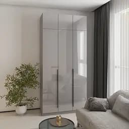Шкаф 3-дверный с антресолью MebelStar Оскар Gloss BL-B, блок ящиков 120x52x260 см Серая мышка/Серый (MBS-5442)