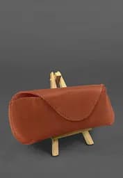 Кожаный чехол для очков с клапаном на магните Светло-коричневый Crazy Horse