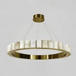 Люстра підвісна в латунному кільцевому корпусі з мармуровими елементами 80 см Line F Арт. MJ306-800 AB
